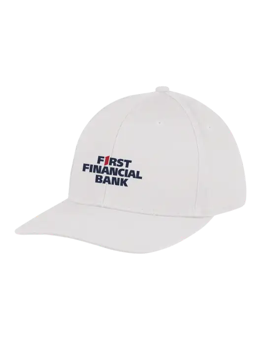 Premium Modern Structured Twill White Snapback Cap w/First Financial Bank Logo