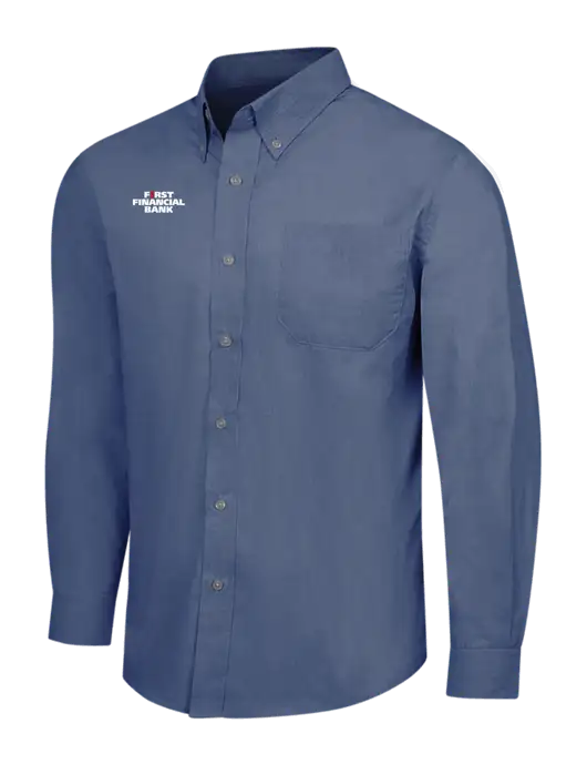Light Navy Crosshatch Easy Care Shirt w/First Financial Bank Logo