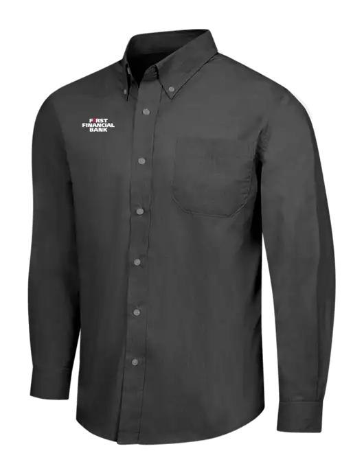 Soft Black Crosshatch Easy Care Shirt w/First Financial Bank Logo