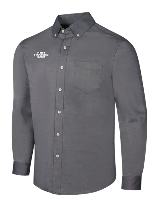 Dark Grey SuperPro Oxford Shirt w/First Financial Bank Logo