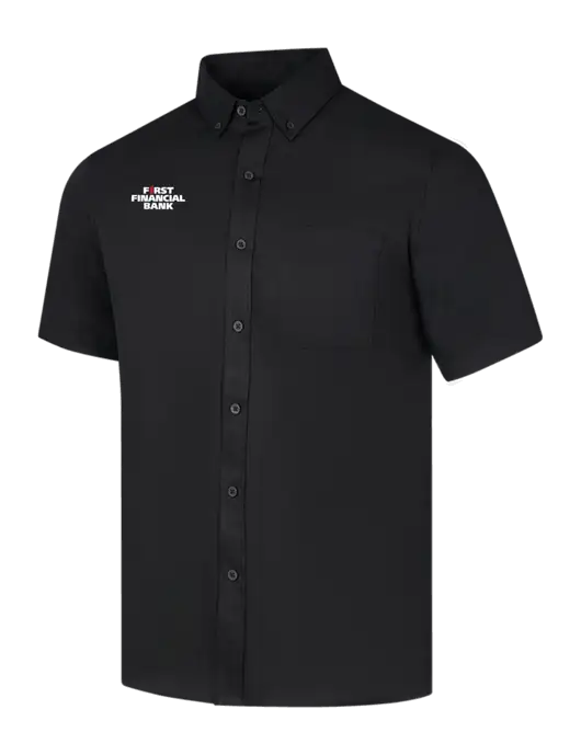 Short Sleeve Deep Black Superpro React Twill Shirt w/First Financial Bank Logo