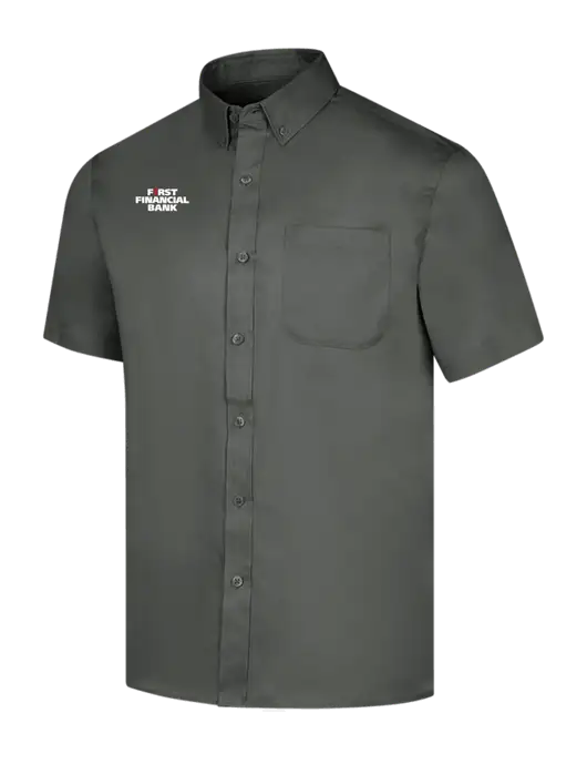 Short Sleeve Dark Grey Superpro React Twill Shirt w/First Financial Bank Logo