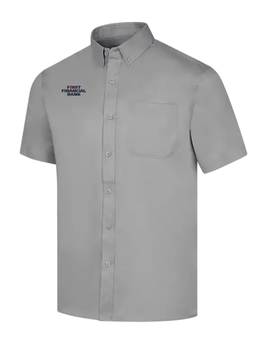 Short Sleeve Light Grey Superpro React Twill Shirt w/First Financial Bank Logo