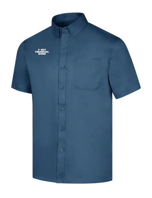 Short Sleeve Light Navy Superpro React Twill Shirt w/First Financial Bank Logo