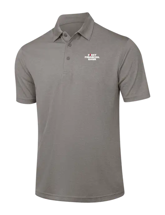 Medium Grey Heather Contender Polo w/First Financial Bank Logo