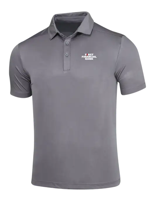 Dark Smoke Grey Posi-UV Pro Polo w/First Financial Bank Logo