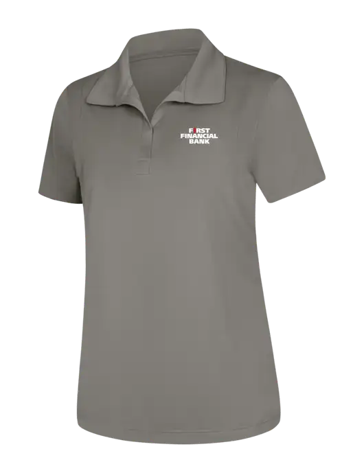Womens Medium Grey Micropique Sport-Wick Polo w/First Financial Bank Logo