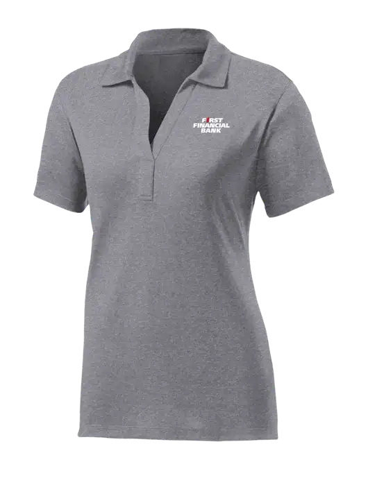 Womens Medium Grey Heather Contender Polo w/First Financial Bank Logo