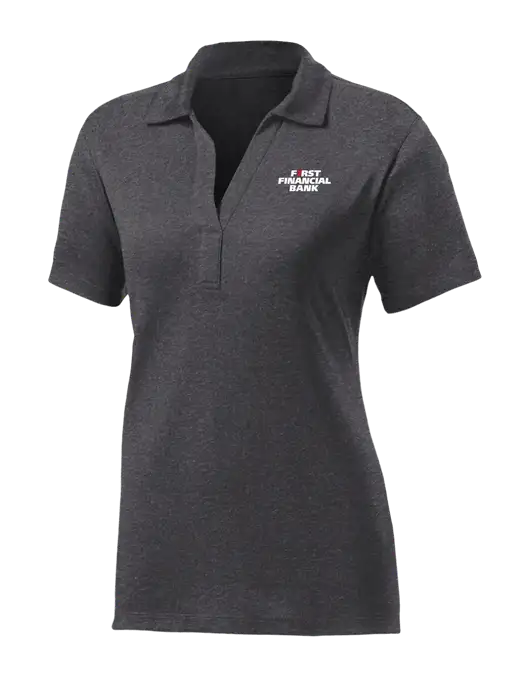 Womens Dark Grey Heather Contender Polo w/First Financial Bank Logo