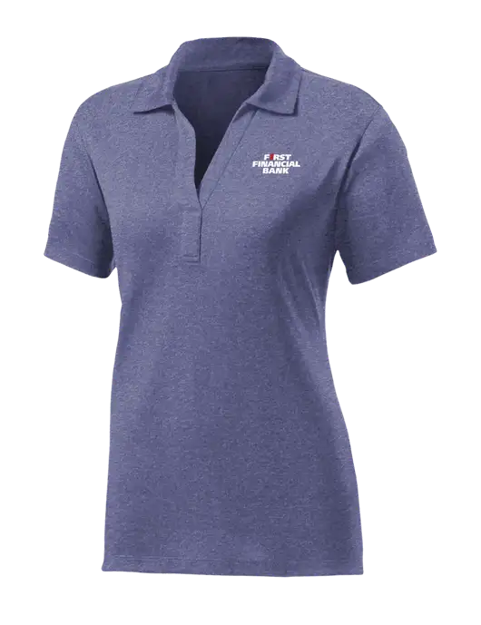 Womens Navy Heather Contender Polo w/First Financial Bank Logo