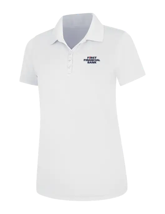White Womens Dry Zone UV Mesh Polo w/First Financial Bank Logo
