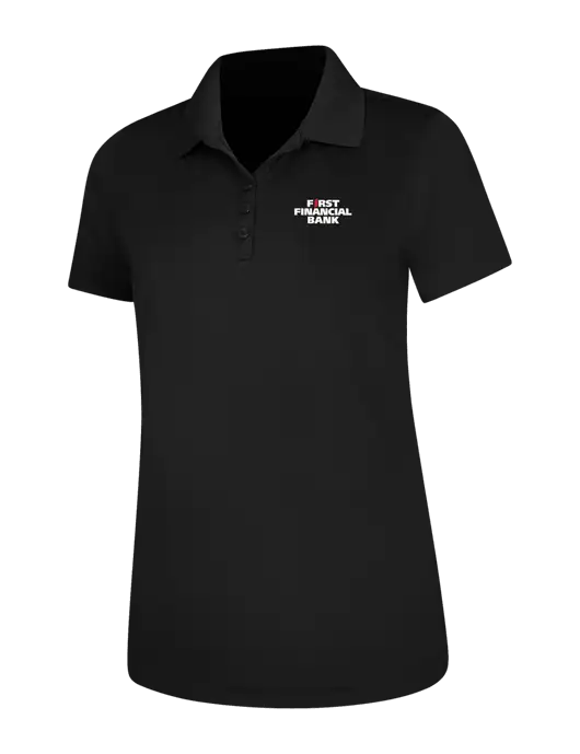 Black Womens Dry Zone UV Mesh Polo w/First Financial Bank Logo