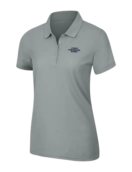 Light Grey Womens Core Classic Pique Polo w/First Financial Bank Logo