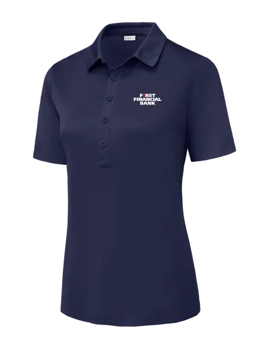 True Navy Womens Posi-UV Pro Polo w/First Financial Bank Logo