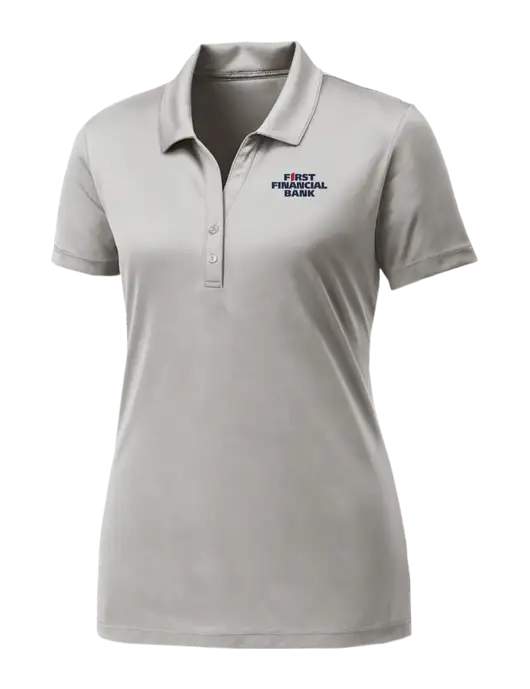 Womens Very Light Grey PosiCharge Competitor Polo w/First Financial Bank Logo