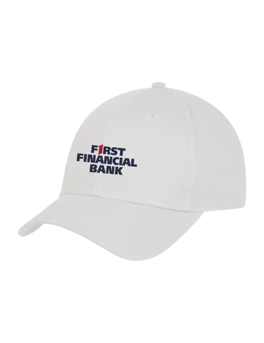 White Structured Cap Hook & Loop w/First Financial Bank Logo