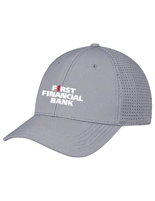 Grey Performance Stretchable Cap Hook & Loop w/First Financial Bank Logo