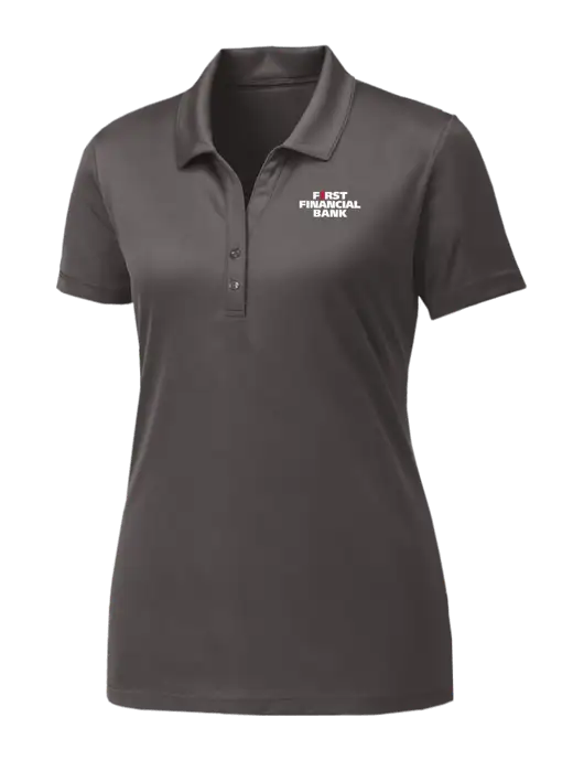 Womens Dark Grey PosiCharge Competitor Polo w/First Financial Bank Logo