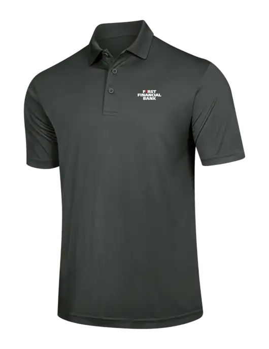 Dark Grey PosiCharge Competitor Polo w/First Financial Bank Logo