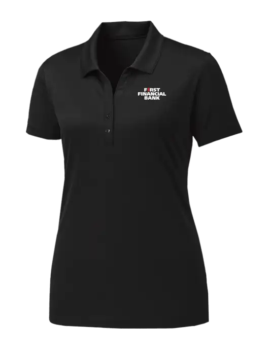 Womens Black PosiCharge Competitor Polo w/First Financial Bank Logo