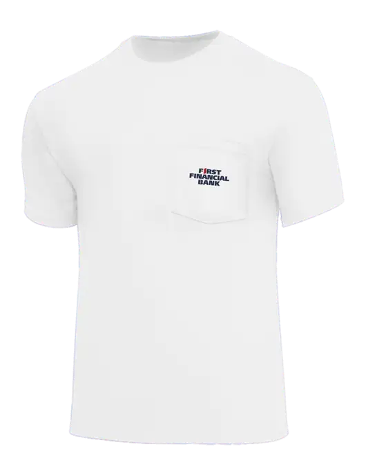 Core Blend White Pocket T-Shirt w/First Financial Bank Logo