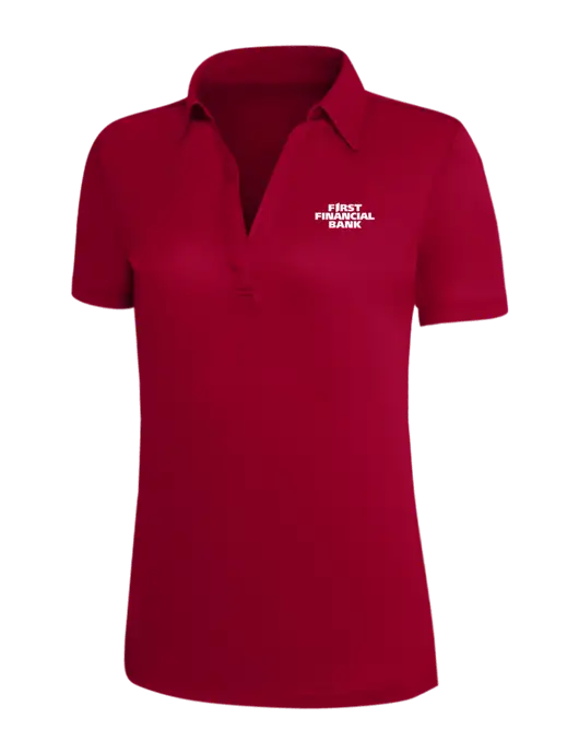 Red Silk Touch Womens Performance Polo w/First Financial Bank Logo