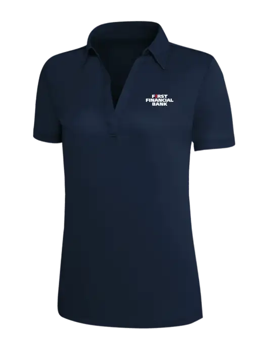 Navy Silk Touch Womens Performance Polo w/First Financial Bank Logo
