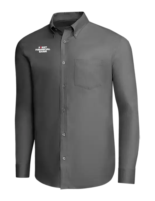 Brooks Brothers Dark Grey Wrinkle-Free Stretch Pinpoint Shirt w/First Financial Bank Logo