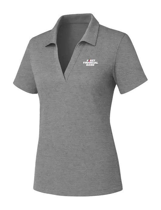Womens Medium Grey Heather PosiCharge RacerMesh Polo w/First Financial Bank Logo