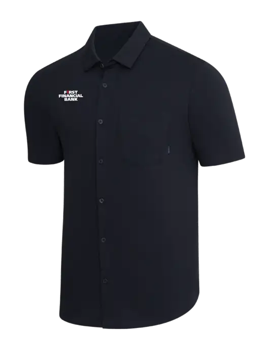 OGIO Black Extend Short Sleeve Button Up Shirt w/First Financial Bank Logo