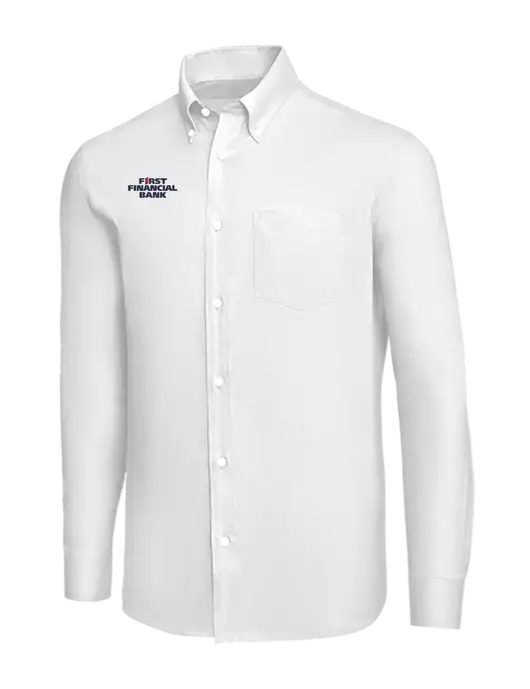 Brooks Brothers White Wrinkle-Free Stretch Nailhead Shirt w/First Financial Bank Logo