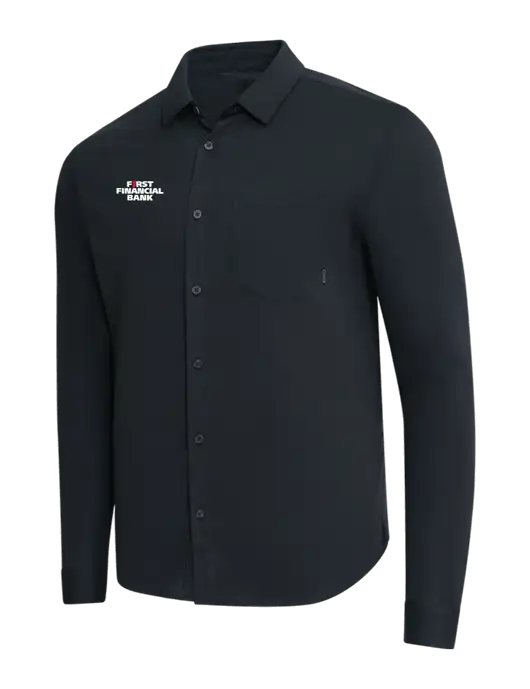 OGIO Black Extend Long Sleeve Button Up Shirt w/First Financial Bank Logo