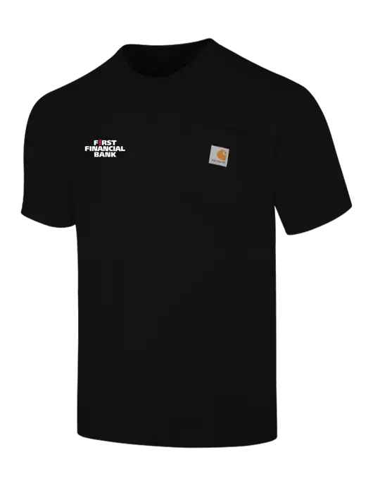 Carhartt Workwear Black Pocket Short Sleeve T-Shirt w/First Financial Bank Logo