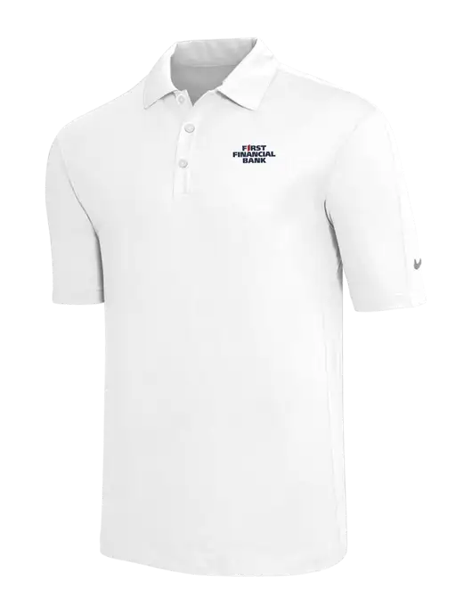 Nike White Tech Sport Dri-FIT Polo w/First Financial Bank Logo