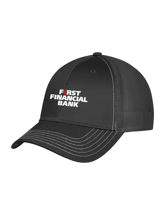 Charcoal Grey Mesh Trucker Cap Snap Back w/First Financial Bank Logo