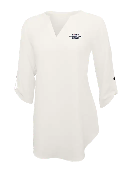 Ivory Womens 3/4 Sleeve Tunic Blouse w/First Financial Bank Logo