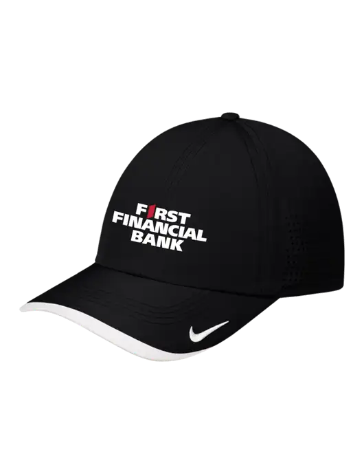 Nike Black/White Dri-FIT Perforated Performance Cap w/First Financial Bank Logo