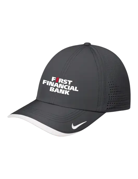 Nike Dark Grey/White Dri-FIT Perforated Performance Cap w/First Financial Bank Logo