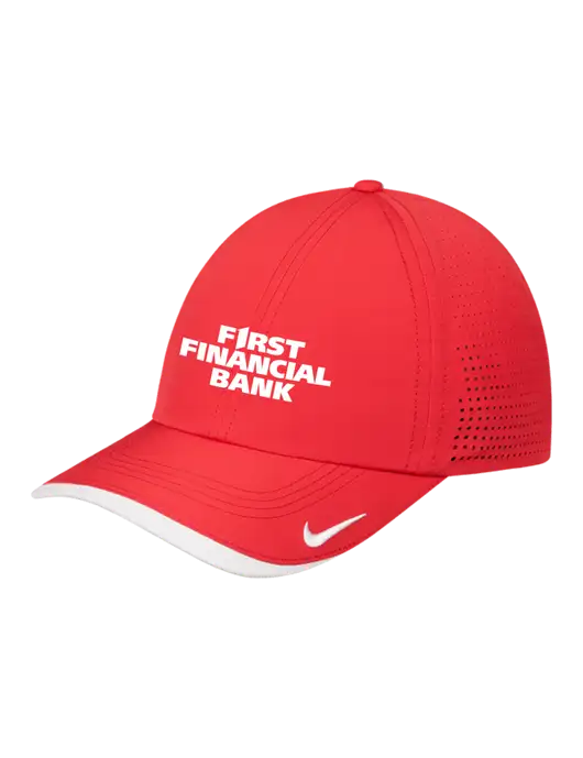 Nike Red/White Dri-FIT Perforated Performance Cap w/First Financial Bank Logo
