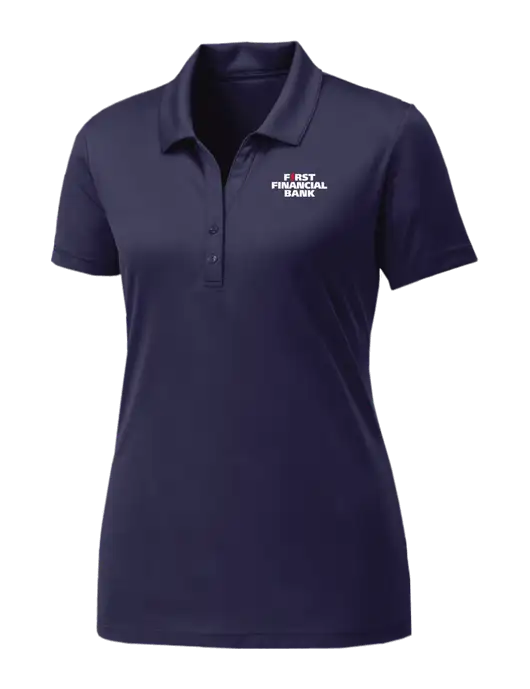 Womens Navy PosiCharge Competitor Polo w/First Financial Bank Logo