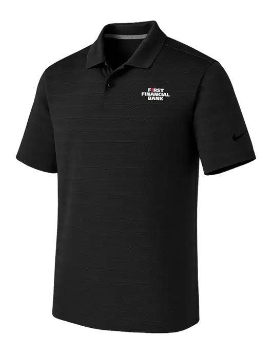 Nike Black Dri-FIT Vapor Jacquard Polo w/First Financial Bank Logo