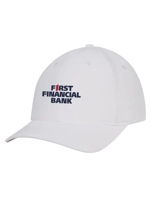 White Nylon Twill Performance Cap w/First Financial Bank Logo