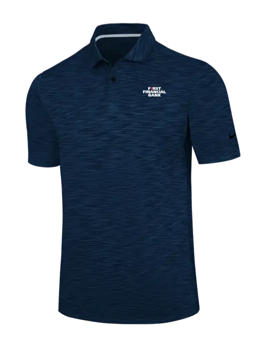 Nike Navy Dri-FIT Vapor Space Dyed Polo w/First Financial Bank Logo