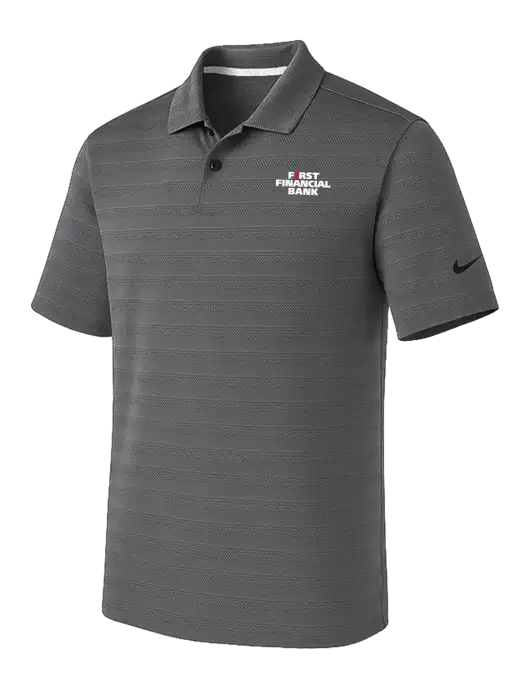 Nike Dark Medium Grey Dri-FIT Vapor Jacquard Polo w/First Financial Bank Logo
