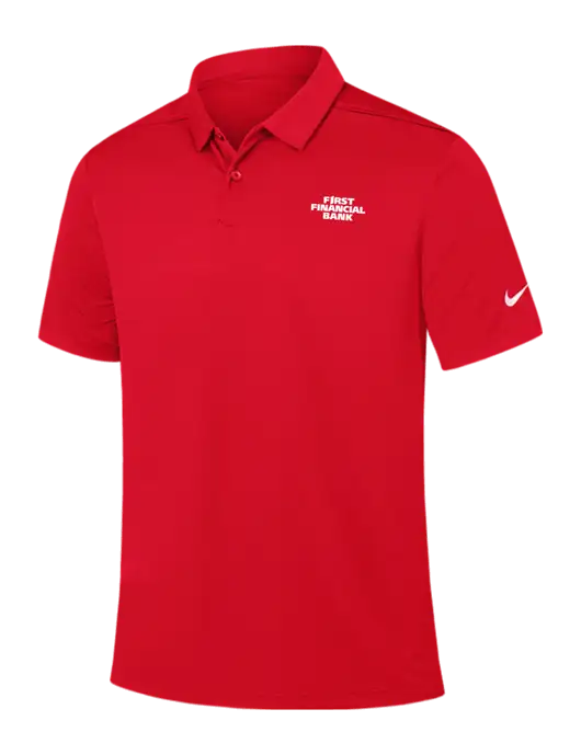 Nike Red Dry Essential Solid Polo w/First Financial Bank Logo