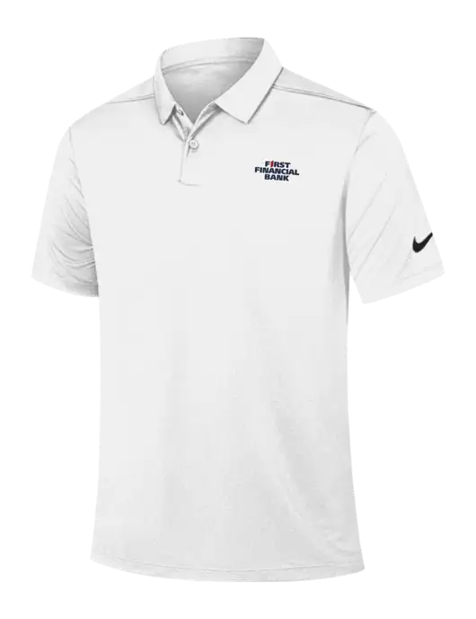 Nike White Dry Essential Solid Polo w/First Financial Bank Logo