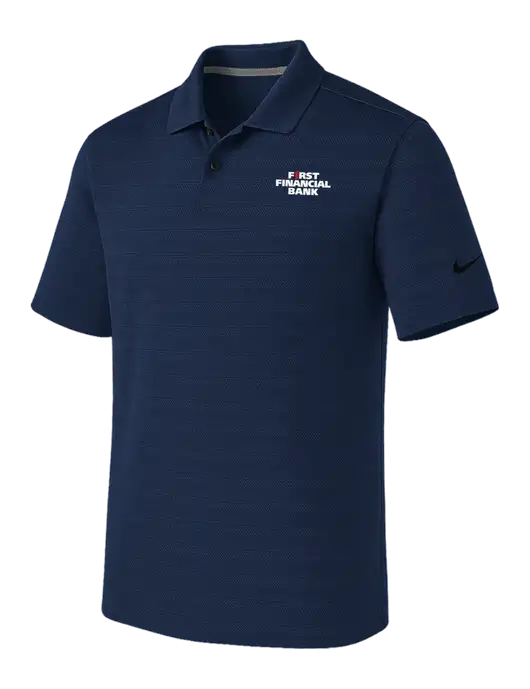 Nike Navy Dri-FIT Vapor Jacquard Polo w/First Financial Bank Logo