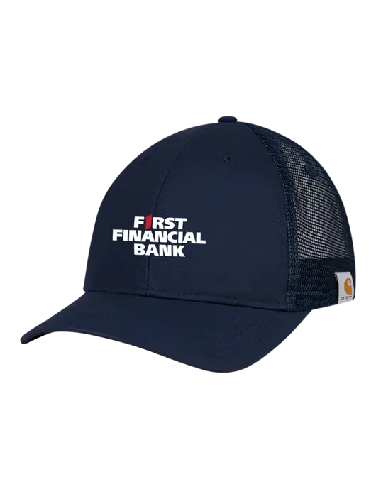 Carhartt Navy Trucker Rugged Pro Series Cap w/First Financial Bank Logo