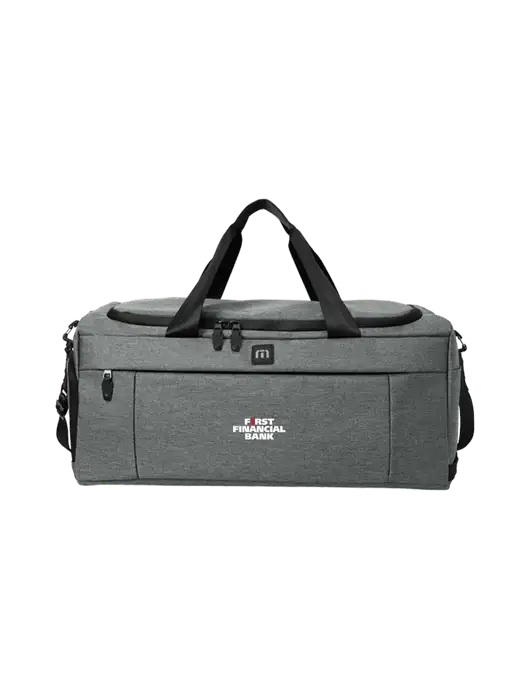TravisMathew Dark Grey Heather Duration Duffel w/First Financial Bank Logo
