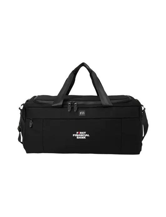 TravisMathew Black Duration Duffel w/First Financial Bank Logo